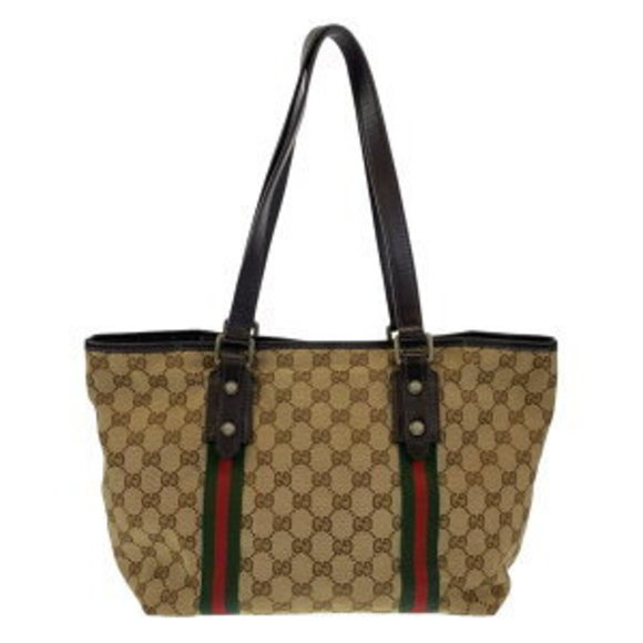 GUCCI Sherry Line Beige Multicolor GG Canvas Tote Bag - Picture 1 of 8